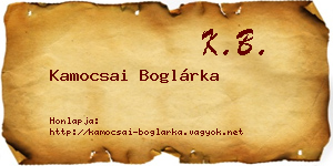 Kamocsai Boglárka névjegykártya